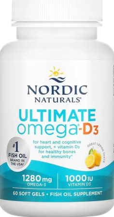 Рыбий жир омега Д3 Nordic Naturals Ultimate Omega-D3 60 гел капс лимон Киев