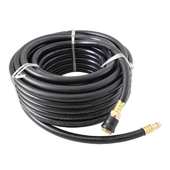 Шланг гумовий армований повітряний (PROFI) 20 атм 6x13мм, 10м з латунними швидкороз'ємними з'єднаннями AIRKRAFT AHC-16-A Чернігів