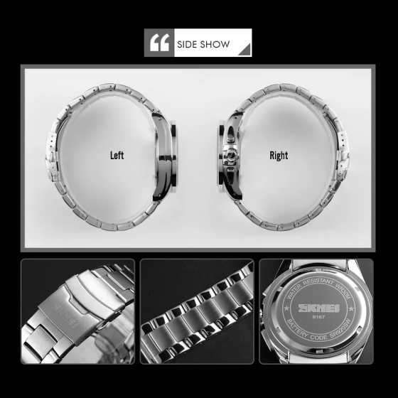 Класичний наручний годинник Skmei 9167 Чорний циферблат з синім Вінниця