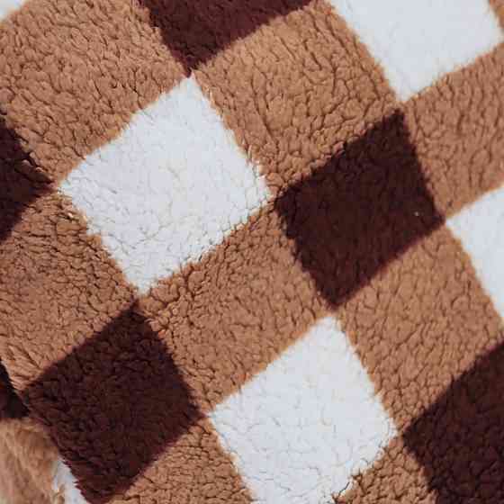 Теплый плед тедди в коричневую клетку 180*200 Каменец-Подольский