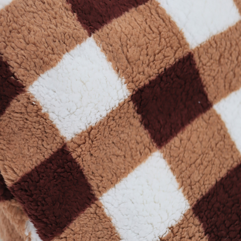 Теплый плед тедди в коричневую клетку 180*200 Каменец-Подольский - изображение 6