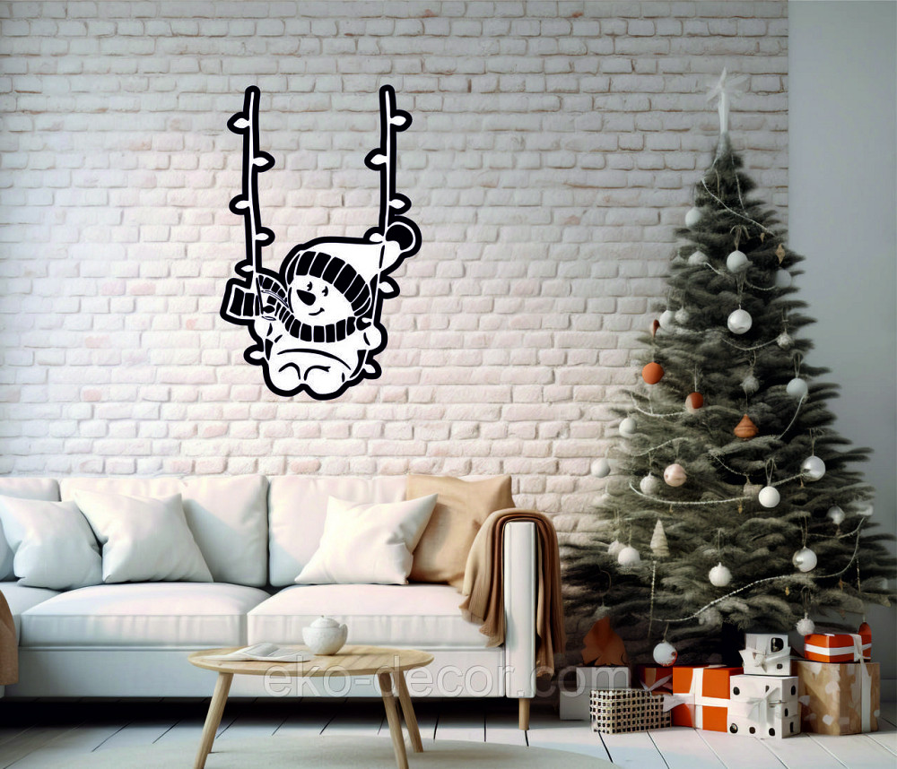 Декоративное настенное Панно «Снеговик», Декор на стену 70*44 см, Белый Киев - изображение 2