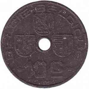10 сантимів. 1942 рік, Бельгія (Belgie-Blgique). Полтава