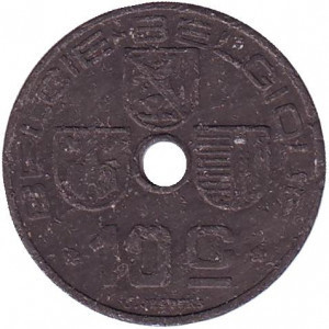 10 сантимів. 1942 рік, Бельгія (Belgie-Blgique). Полтава - фото 1