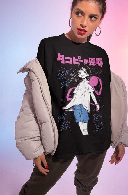 Футболка аниме Такопи С Оригинал Син оверсайз (S/M/L) Черний AnimeJ0797 Днепр - изображение 3