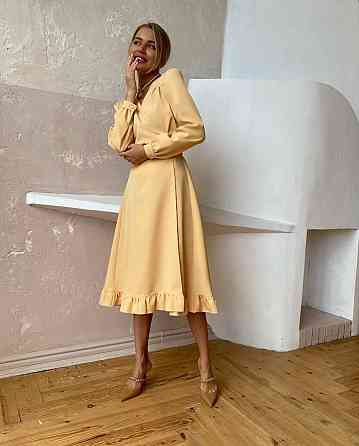 Жіноча романтична сукня на запах костюмка Жовтий Одеса