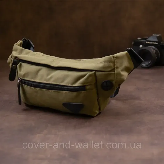 Якісна чоловіча бананка з нейлону оливкового кольору Vintage Київ