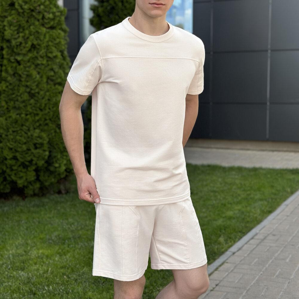 Літній комлект для чоловіків світлий бежевий шорти та футболка Pobedov Barel Київ - фото 3