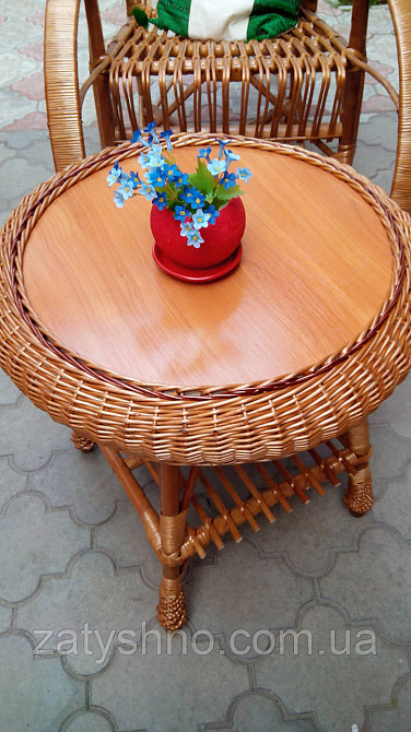 Стол из лозы круглый плетеный журнальный Киев - изображение 2
