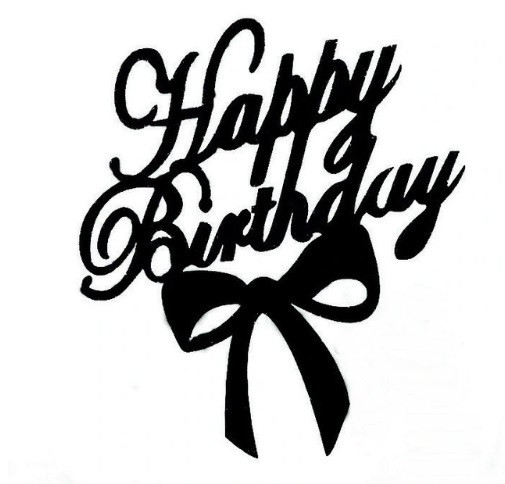 Топпер Happy Birthday для торта 11 на 13 см черный Киев - изображение 2