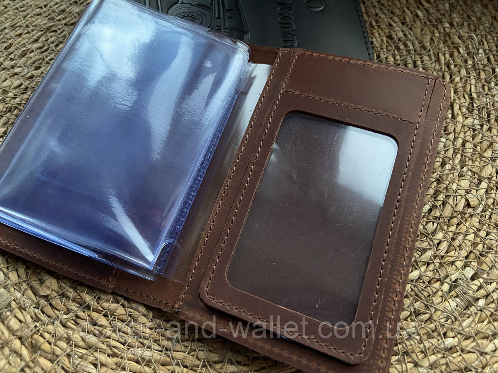 Вінтажна шкіряна обкладинка на авто документи коричневого кольору ST Leather Київ - фото 4