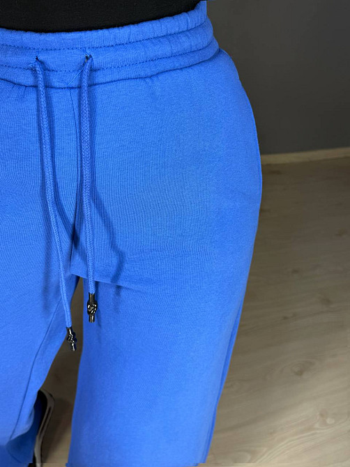 Штаны женские OLIVIA 2236 спортивные кюлоты укороченные на флисе синие, синий, L Киев - изображение 12