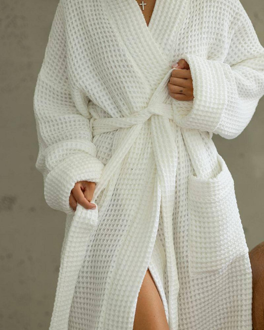 Жіночий халат з вафельної натуральної тканини Харків - фото 5