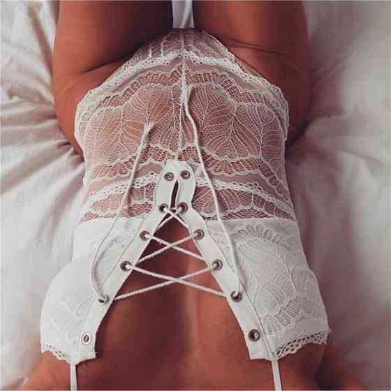 Еротичне боді із зав'язками біле — S/M Вінниця