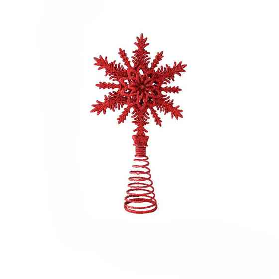 Верхушка для елки Звездочка с блестками 210 на 113 мм красный Киев