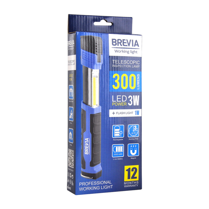 Лампа інспекційна Brevia LED телескопічна 3W COB+1W LED 300lm 2000mAh, type-C Львів - фото 6