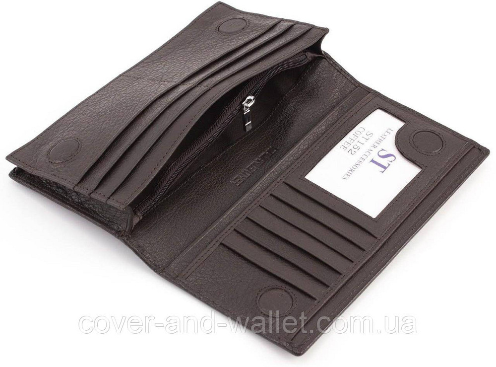 Мужской кожаный кошелек купюрник на магнитах черного цвета ST 152 Киев - изображение 4