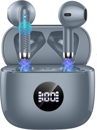 Беспроводные наушники Jxrev Bluetooth 5.4, Hi-Fi 13 мм, ENC, IP7, до 40 часов, сенсорное управление, LED-дисплей, темно-серые Киев