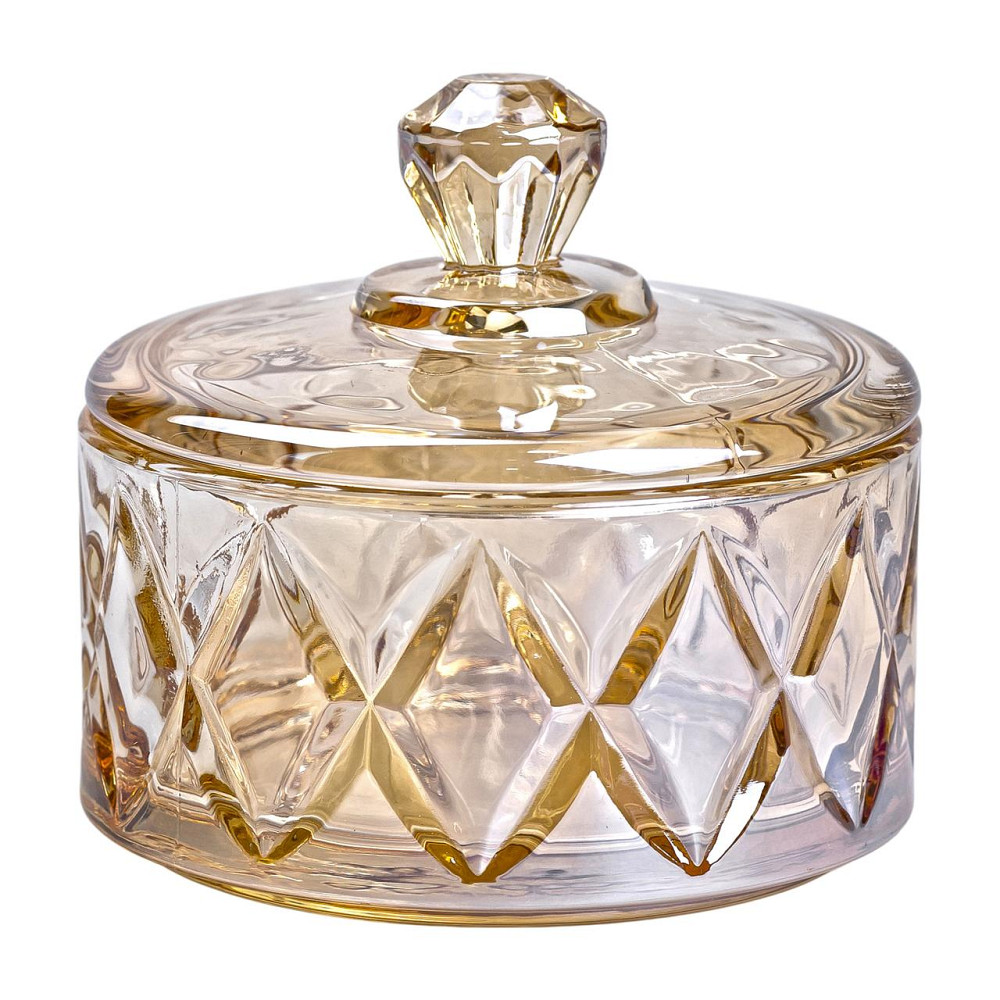 Цукерниця з кришкою Ø 10 см скляна коричнева HP-YH-21 Коломия - фото 1