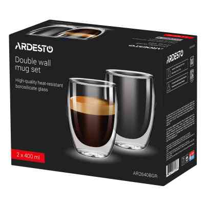 Набір склянок Ardesto з подвійними стінками BGR 400 мл 2 шт прозорий (AR2640BGR) Вінниця