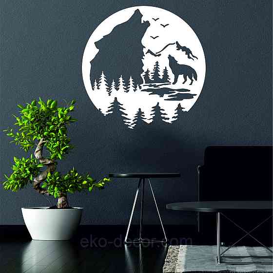 Декоративное настенное Панно «Волк», Декор на стену 90*90 см, Белый Киев