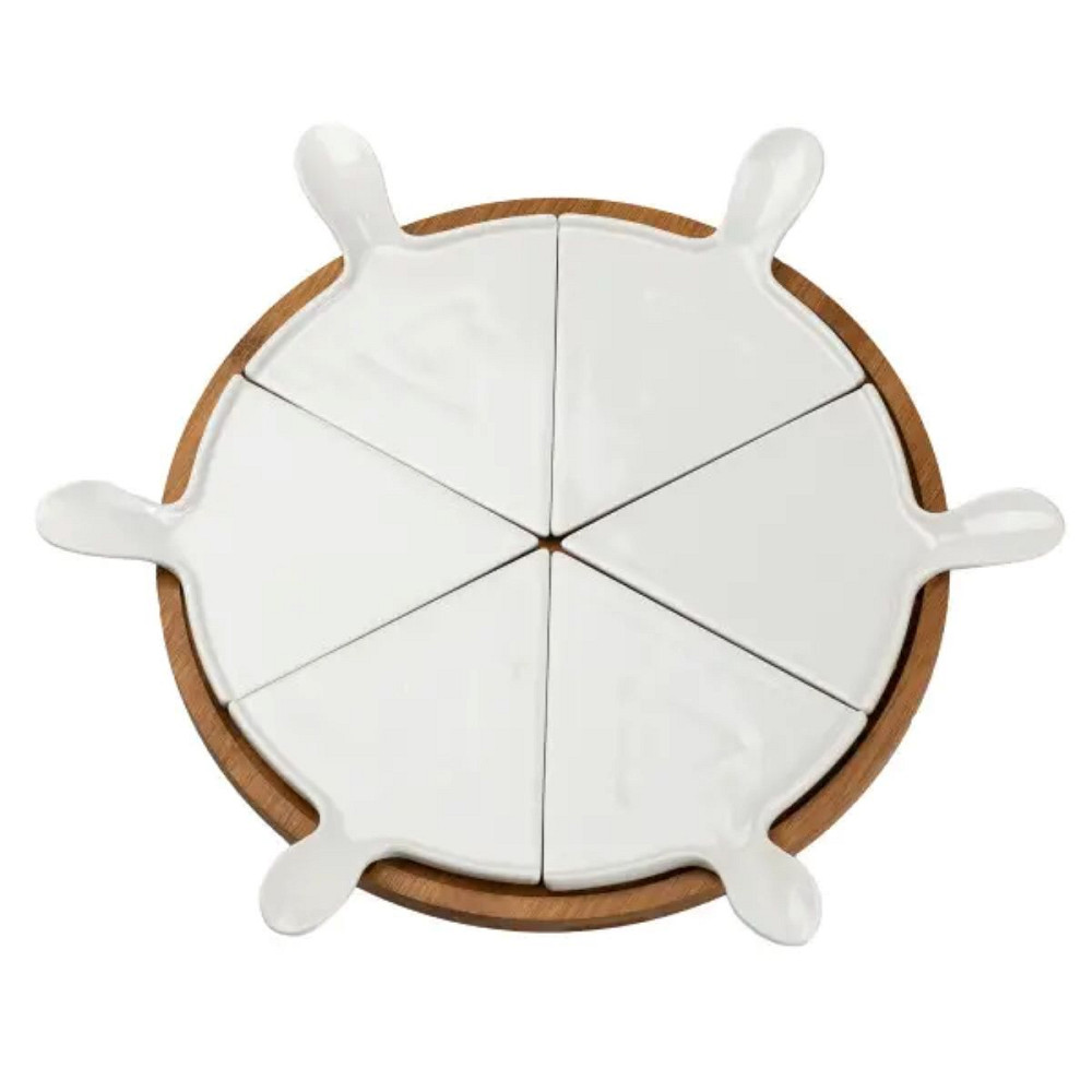 Yiwu Тарілка для піци 28 см порцелянова обертається, бамбукова основа Коломыя - изображение 1