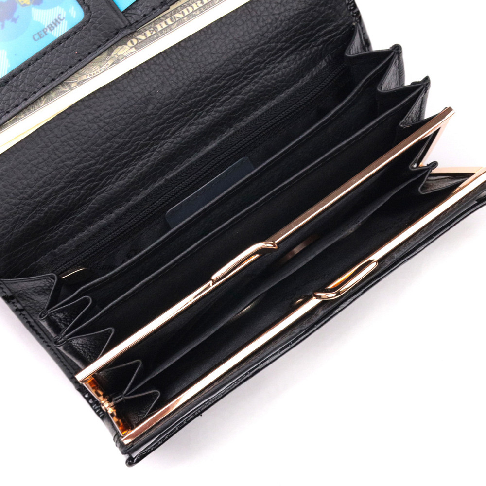 Лаковый женский кошелек с визитницей ST Leather 19403 Черный Киев - изображение 6