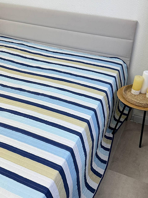 Ecotton Покривало Nostra 240х260 см антиалергенне стьобане мікрофібра L0020 Blue біло-блакитне Коломия - фото 1