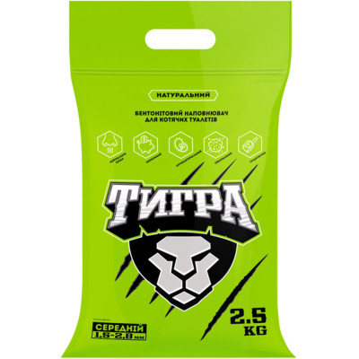 Наполнитель для туалета Тигра бентонитовый 2.5 кг (средняя гранула 1.5-2.8 мм) (5205) Винница - изображение 1