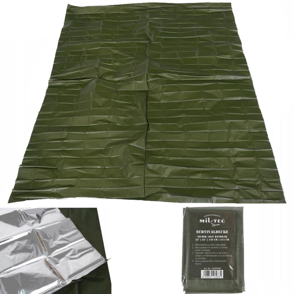 Універсальна Ковдра термофольга рятувальна 215х130 см Mil-Tec від Sturm (16024500) Olive Нововолинськ - фото 1