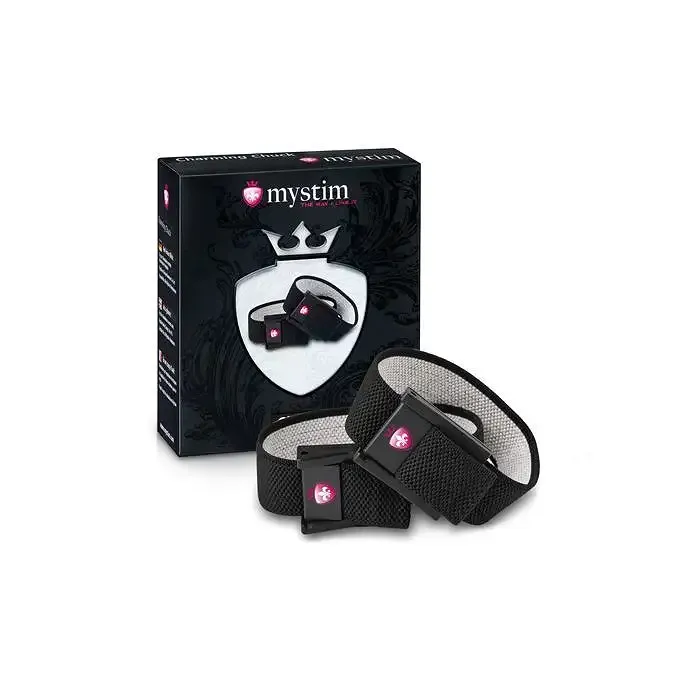 Утяжка для пеніса Mystim Charming Chuck, два регульованих текстильних ременя з електродами Львів - фото 2