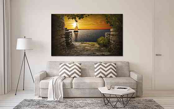 Картина полотно у вітальню / спальню   Човен в морі       MLP_145  ( 60х30см ) 90х180см Київ