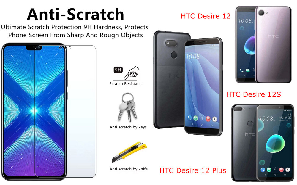 Захисне скло NeoGlass для HTC Desire 12, 12S, 12 Plus – надпрозоре та стійке Київ - фото 1