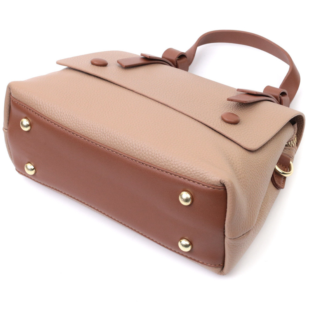 Ділова сумка для жінок з короткою ручкою з натуральної шкіри Vintage 22668 Коричнева Київ - фото 5