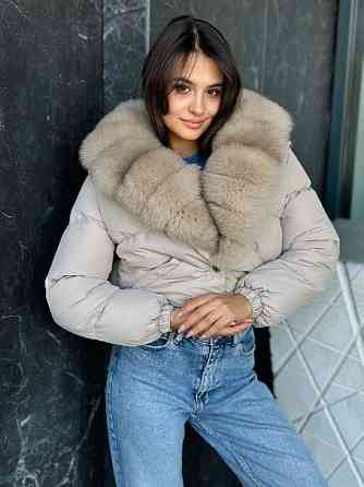 Короткі пуховики з хутром Бежевий Світлий Соболь XL Харків