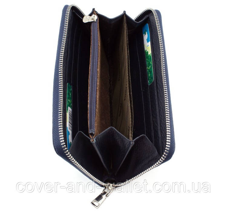 Кожаный кошелек на молнии синего цвета Marco Coverna MC-7002-5 Киев - изображение 5