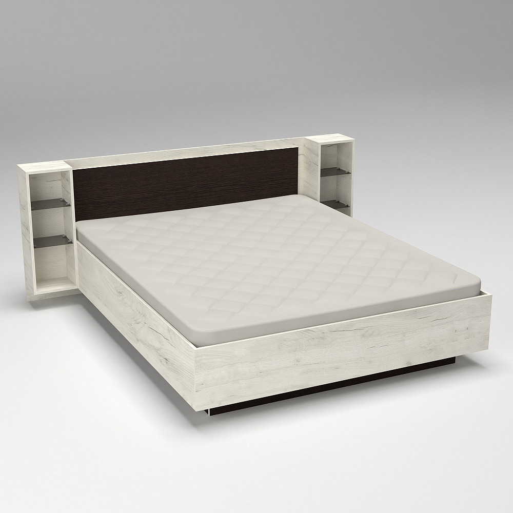 Кровать Кристалл №1 двуспальная, Дуб Крафт+Венге Магія, 2035х1976х850 Львов - изображение 2