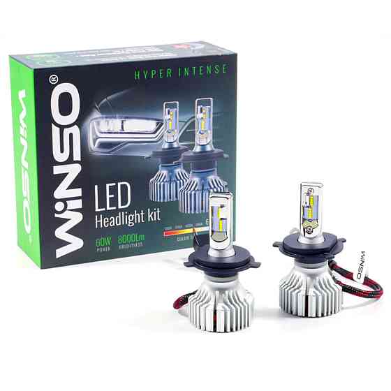 LED автолампа Winso H4 12/24V 60W 8000Lm 6500К ZES Chip, 2шт Київ