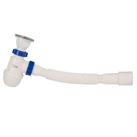 TAU Сифон для раковины с выпуском из нерж. стали и гибким отводом 1½"×Ø40/50мм TAU (9841752) Київ