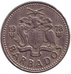 Цукрова млин Льюїса Моргана. Монета 25 центів. 1978 рік, Барбадос.(АБ) Полтава - фото 1