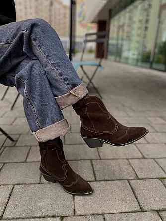 KATI SHOES Черевики жіночі демісезонні весна-осінь шоколадні, натуральна замша на підборах р. 3 Коломия