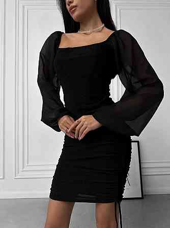 Женская привлекательная праздничная мини-платье трикотажный люрекс с шифоном Одесса