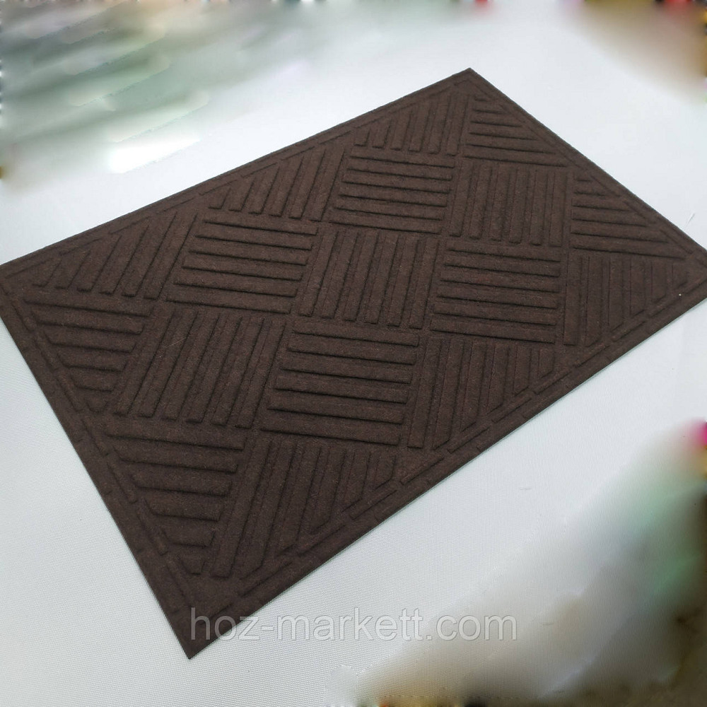 Коврик 120 х 80 см прорезиненный с ворсом в прихожую коричневый Харьков - изображение 6