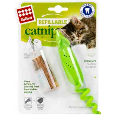 Іграшка для котів GiGwi Refillable Catnip Миша гумова 16.5 см зелена (2347) Вінниця