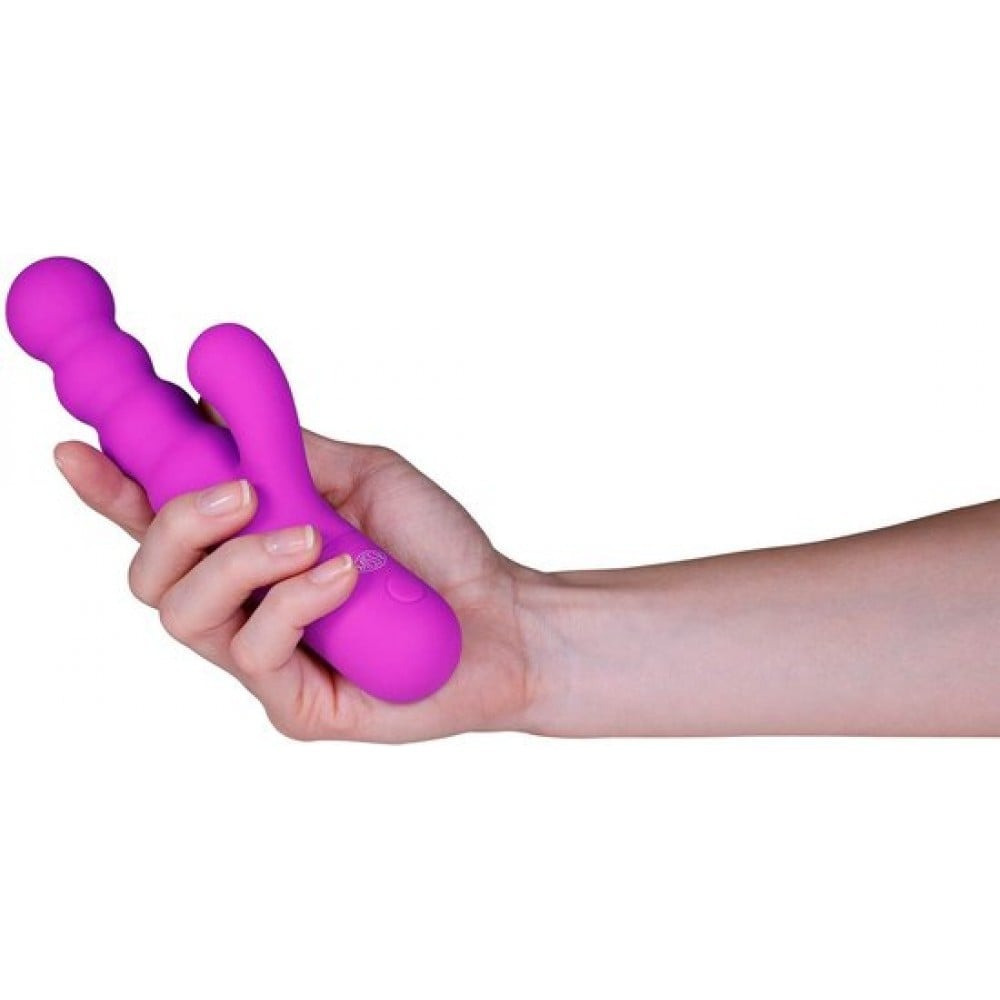 Вибратор-кролик рельефный Double Up Miss V, фиолетовый Sex Aura Киев - изображение 4