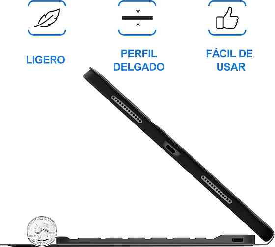 Чохол з Bluetooth-клавіатурою для iPad 10.2" 7 8 9 покоління, iPad Air 3 2019, iPad Pro 2017 10.5" з підсвіткою чорна іспанська Київ