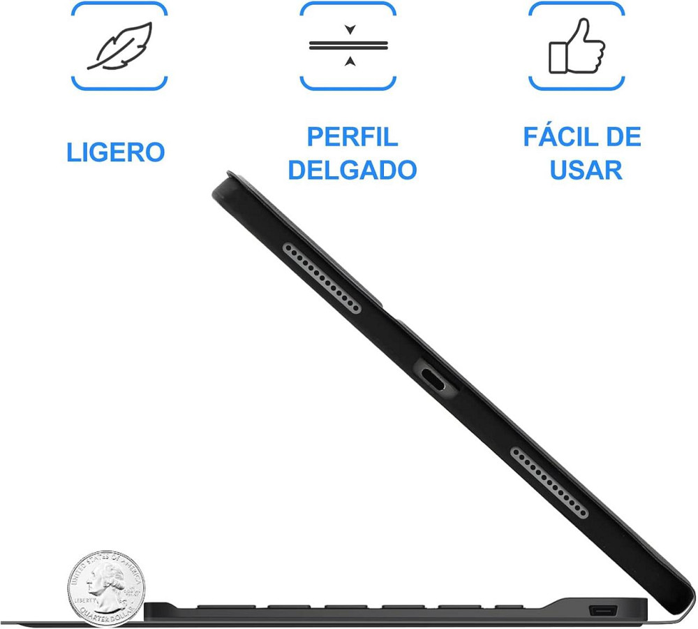 Чохол з Bluetooth-клавіатурою для iPad 10.2" 7 8 9 покоління, iPad Air 3 2019, iPad Pro 2017 10.5" з підсвіткою чорна іспанська Київ - фото 6