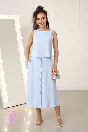 Літній жіночий костюм зі спідницею "Holiday" оптом I Розпродаж моделі Блакитний, 42 Київ