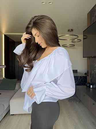 Жіноча легка романтична блуза з воланами креп-шифон Білий, 46/48 Одеса