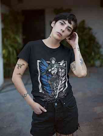 Футболка аниме Атака титанов оверсайз (S/M/L) Черний AnimeJ1005 Днепр